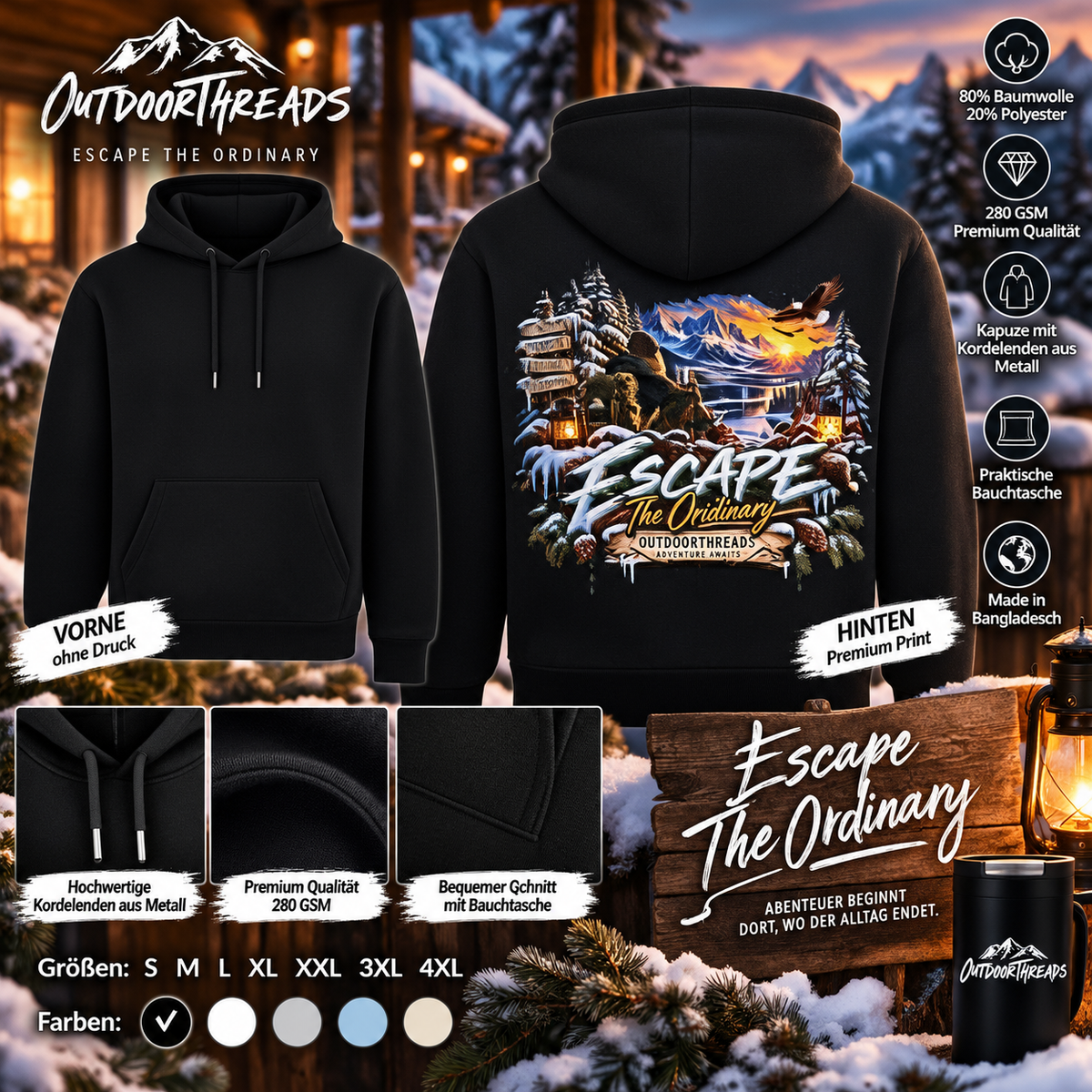 Escape The Ordinary - Premium Winter Hoodie I OutdoorThreads